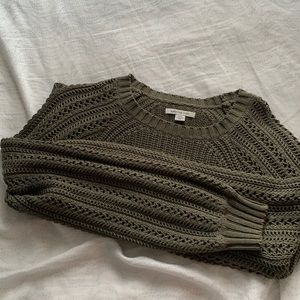 American Eagle Knit Crop Top in Olive Green